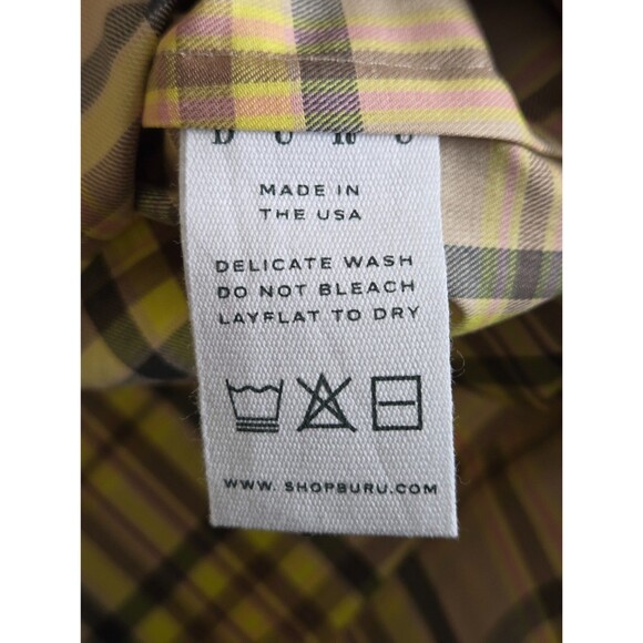 BURU Maisonette Puff Sleeve Top S‎ Tan Yellow Brown Plaid Cottagecore Equestrian - Picture 5 of 6
